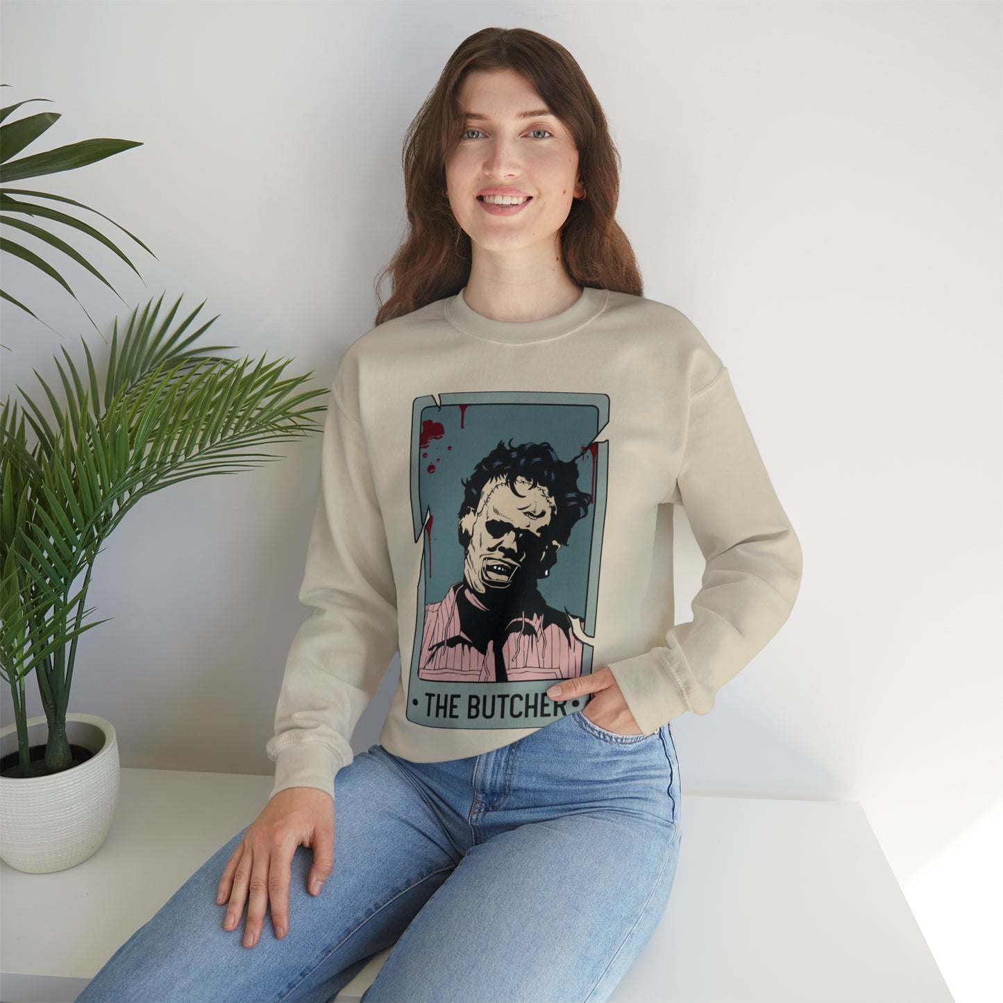 The Butcher Tarot Card Unisex Heavy Blend™ Crewneck Sweatshirt
