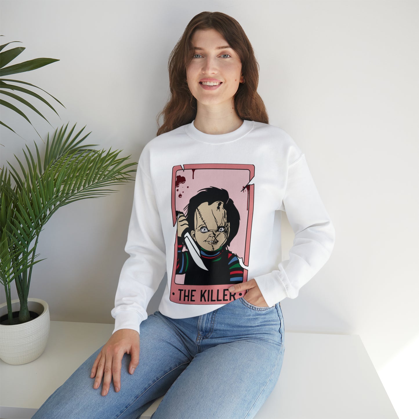 The Killer Tarot Card Unisex Heavy Blend™ Crewneck Sweatshirt
