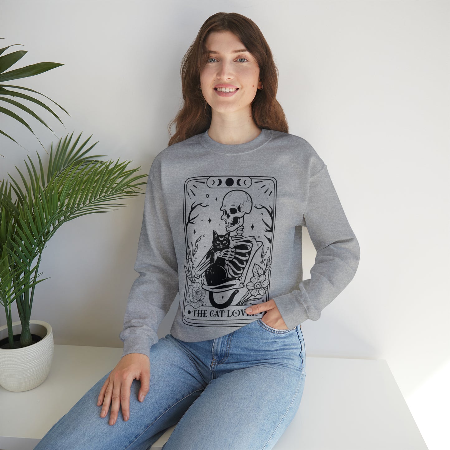 The Cat Lover Tarot Card Unisex Heavy Blend™ Crewneck Sweatshirt