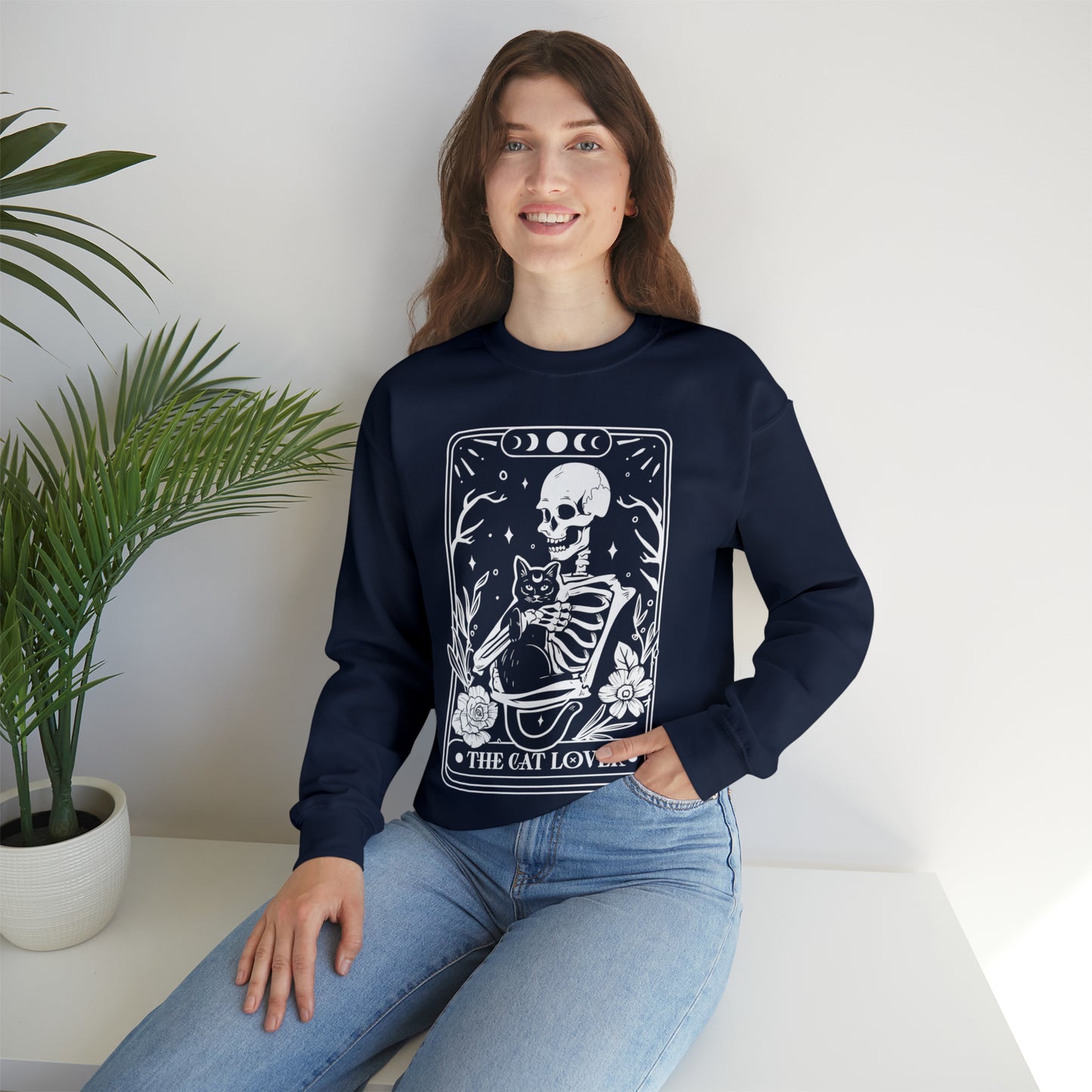 The Cat Lover Tarot Card Unisex Heavy Blend™ Crewneck Sweatshirt