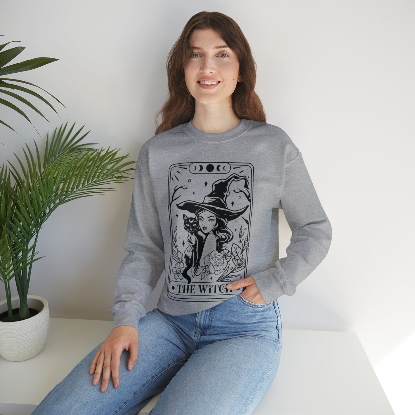 The Witch Tarot Card Unisex Heavy Blend™ Crewneck Sweatshirt