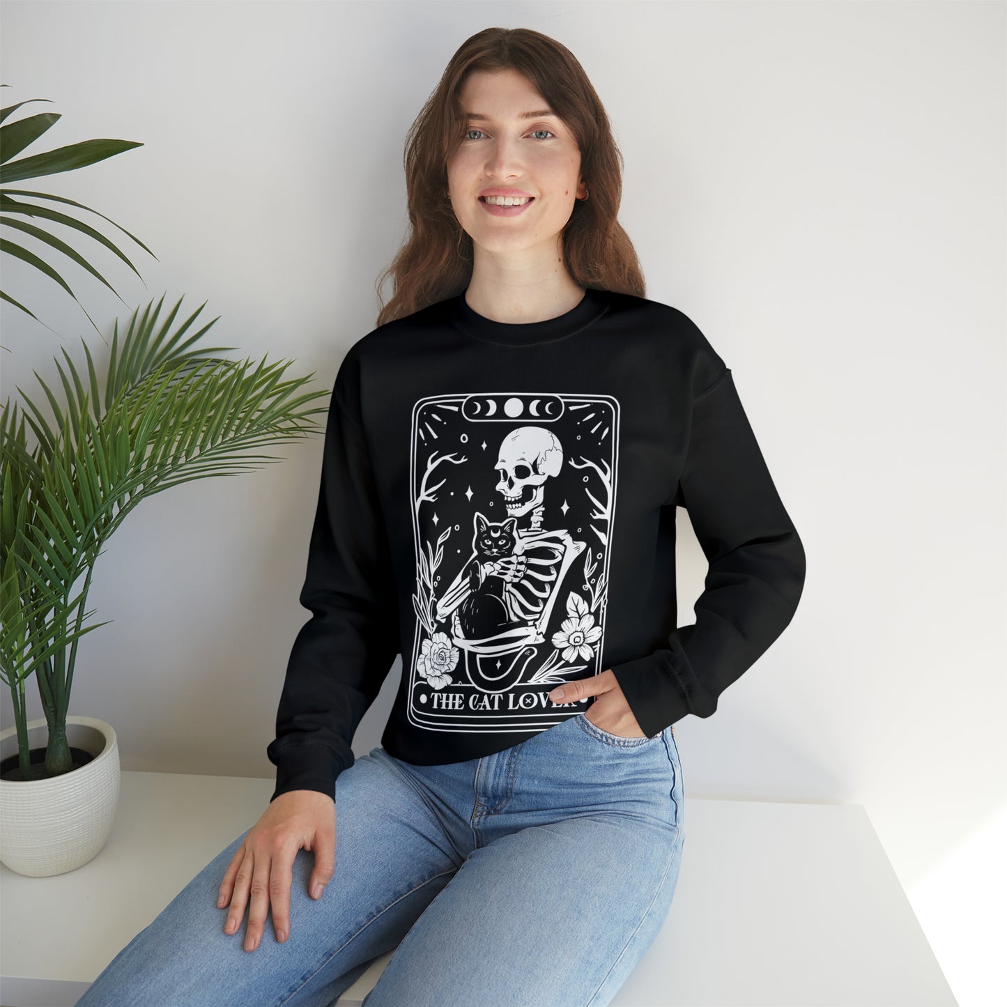 The Cat Lover Tarot Card Unisex Heavy Blend™ Crewneck Sweatshirt