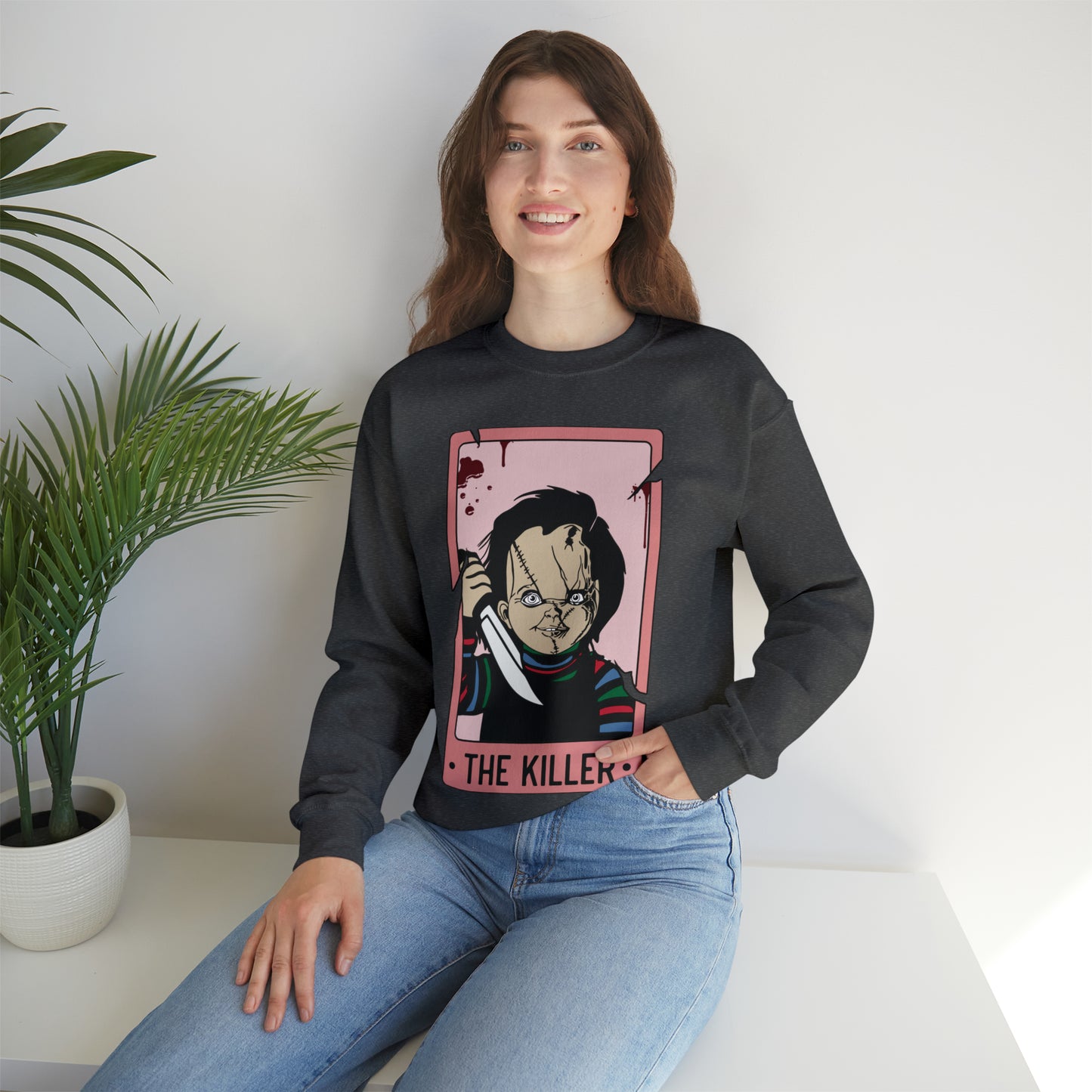 The Killer Tarot Card Unisex Heavy Blend™ Crewneck Sweatshirt