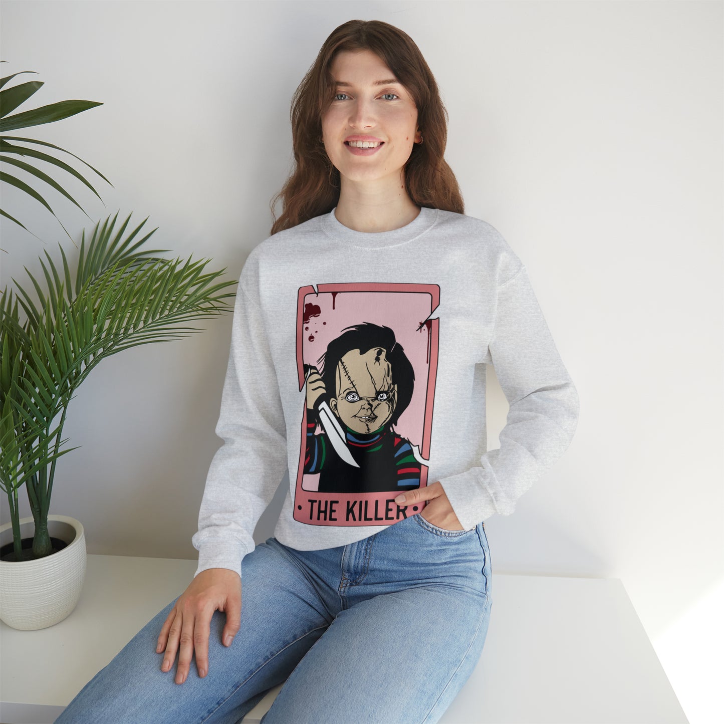 The Killer Tarot Card Unisex Heavy Blend™ Crewneck Sweatshirt