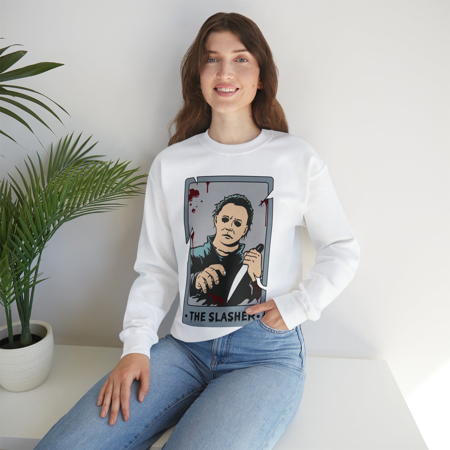 The Slasher Tarot Card Unisex Heavy Blend™ Crewneck Sweatshirt
