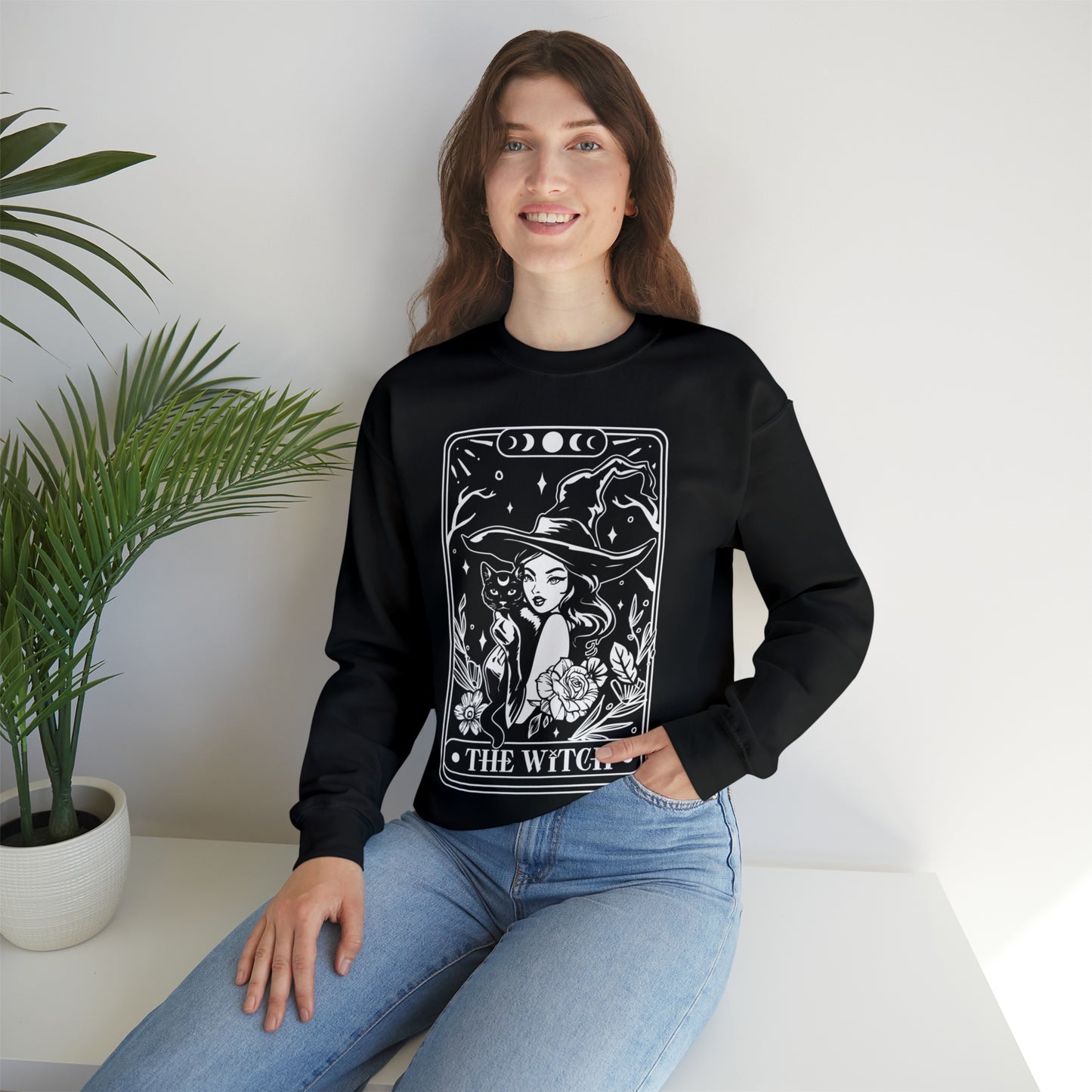 The Witch Tarot Card Unisex Heavy Blend™ Crewneck Sweatshirt